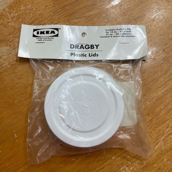 IKEA Other - IKEA Dragby White Plastic Lids Set of 4 for 14oz 21oz Glasses 901.121.59 New